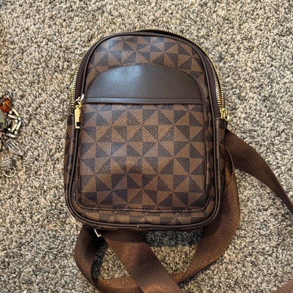 Other - Brown Geometric Pattern Crossbody Bag